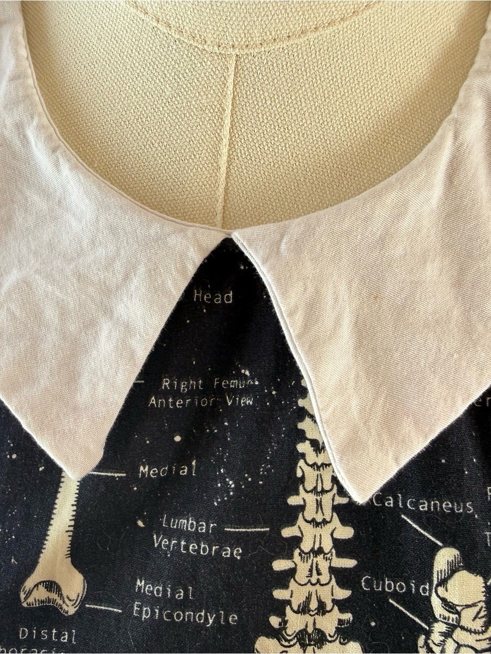 Retro Mod Collared Gothic Skeleton Dress - Picture 3 of 5